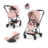 Carucior 3 in 1 pentru copii Cybex Mios Style, premium, Peach Pink cu cadru Matt Black - 1