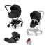 Carucior 3 in 1 pentru copii Cybex Mios Comfort, premium, cu scoica Cloud T Plus, Sepia Black cu cadru Matt Black - 1