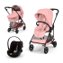 Carucior 3 in 1 Cybex Melio Carbon pentru copii, ultra usor, cu landou, Candy Pink - 1