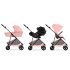 Παιδικό καρότσι Cybex Melio Carbon 3 σε 1, εξαιρετικά ελαφρύ, με πορτ-μπεμπέ, Candy Pink - 2