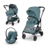 Carucior 3 in 1 Cybex Melio Carbon pentru copii, ultra usor, cu landou, Stormy Blue - 1