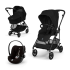 CCarucior 3 in 1 Cybex Melio Carbon pentru copii, ultra usor, cu landou si scoica auto Cloud G, Magic Black - 1