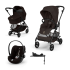 Carucior 4 in 1 Cybex Melio Carbon pentru copii, cu landou, scoica auto Cloud G si baza G, Chocolate Brown - 1