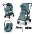 Детска количка Cybex Melio Carbon 4 в 1, с кош за носене, столче за кола Cloud G и база G, цвят Stormy Blue - 1