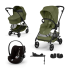 Детска количка Cybex Melio Carbon 4 в 1, с кош за носене, столче за кола Cloud G и база G, цвят Moss Green - 1