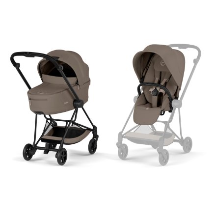 Carucior 2 in 1 pentru copii Cybex Mios Comfort, premium, Coconut Brown cu cadru Matt Black