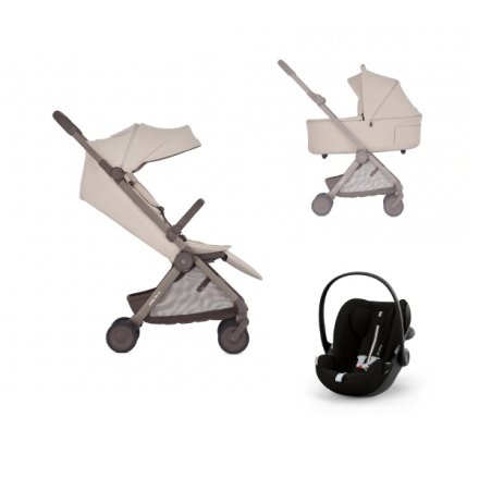 Carucior 3 in 1 pentru copii Anex Air-Q, cu landou si scoica Cloud G3 i-Size Plus, design modern, Vanille