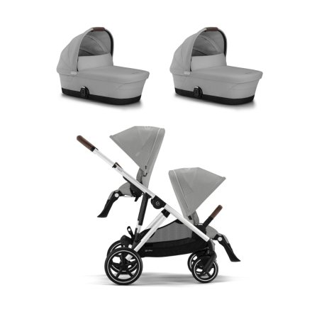 Καρότσι Cybex Gazelle S 2 σε 1 με δεύτερη μονάδα άθλησης και 2 πορτ-μπεμπέ, Stone Grey