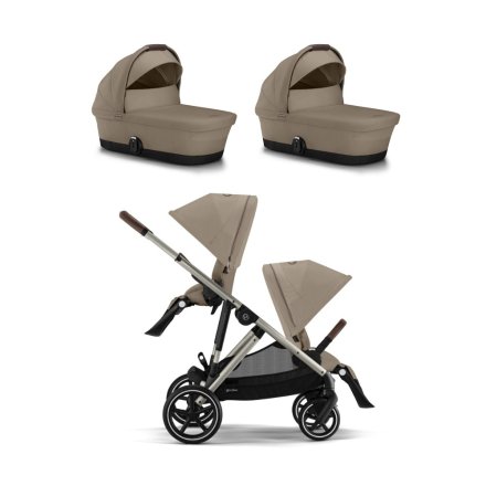 Καρότσι Cybex Gazelle S 2 σε 1 με δεύτερη αθλητική μονάδα και 2 πορτ-μπεμπέ, Almond Beige