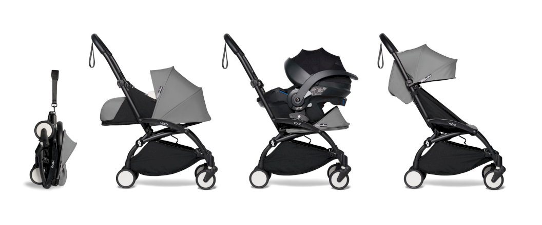 Carucior pentru copii BABYZEN YOYO² cadru negru pachet 0+ scaun de masina si pachet 6+ all-in-one Grey