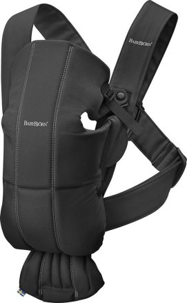 Кош за новородено BabyBjorn Mini, Памук, анатомичен с множество позиции - Черен