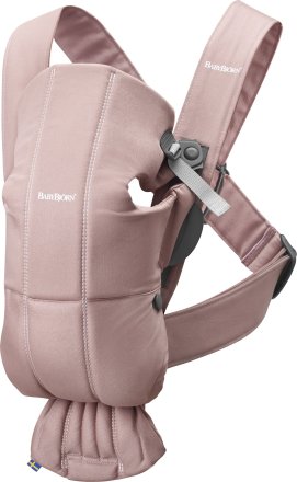 Кош за бебета BabyBjorn Mini, Памук, анатомичен с множество позиции - Dusty Pink