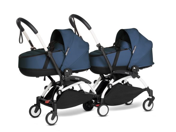 BABYZEN YOYO² CONNECT Καρότσι Διδύμων 2 σε 1 με Λευκό Σκελετό, Πορτ-μπεμπέ & Air France Blue
