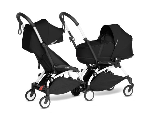 BABYZEN YOYO² Connect Καρότσι για Δίδυμα με Λευκό Σκελετό & Πορτ-μπεμπέ Black
