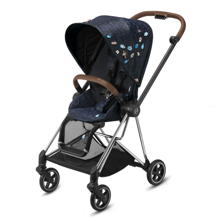 Carucior 3 in 1 pentru copii Cybex Mios 3.0 Jewels of Nature, cu landou, scoica auto Cloud T si cadru Chrome Brown