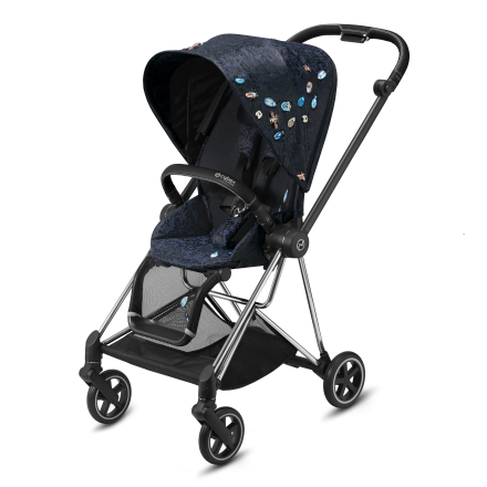 Carucior 3 in 1 pentru copii Cybex Mios 3.0 Jewels of Nature, cu landou, scoica auto Cloud T si cadru Chrome Black