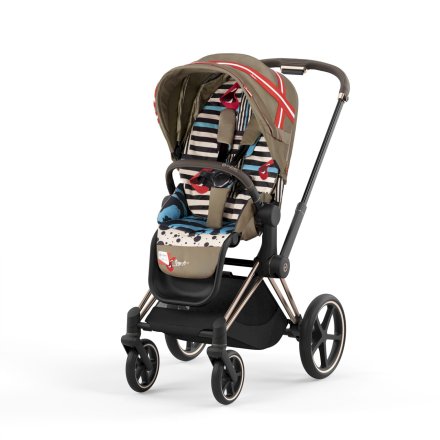 Carucior 3 in 1 pentru copii Cybex Priam 4.0 by Karolina Kurkova, cu landou, scoica auto Cloud T si cadru Rosegold