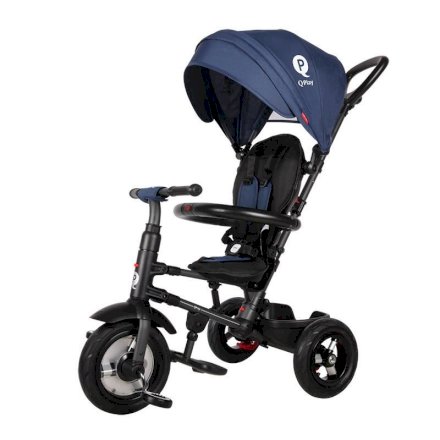 Tricicleta pentru copii Qplay Rito Rubber, pliabila, 12 luni - 3 ani - Albastru inchis