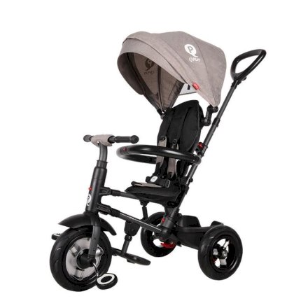 Tricicleta pentru copii Qplay Rito Rubber, pliabila, 12 luni - 3 ani - Gri