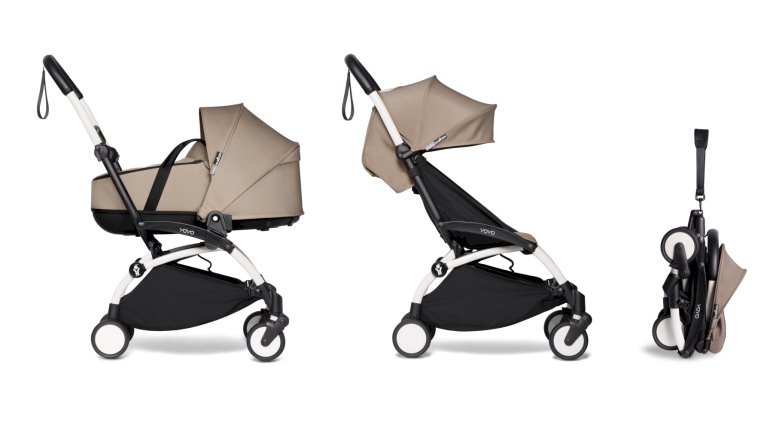 Детска количка BABYZEN YOYO² 2 в 1, бяла рамка, с кош и цветен пакет Taupe