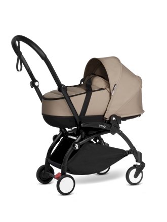 Количка за новородено BABYZEN YOYO², черна рамка с кошче за носене Taupe