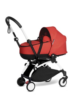 Количка за новородено BABYZEN YOYO², бяла рамка с червена кошница
