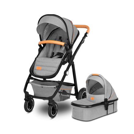 Спортна детска количка Lionelo - Amber 2 в 1 с кош, мултифункционална и с аксесоари - Grey Stone