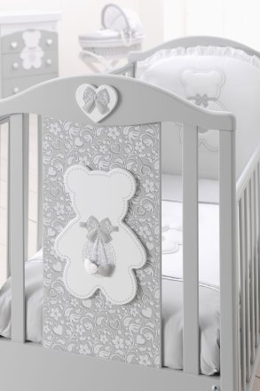 Детска кошара Italbaby Fiocco Classic, Бутикова колекция, изработена от масивна бук, просторна - Сива