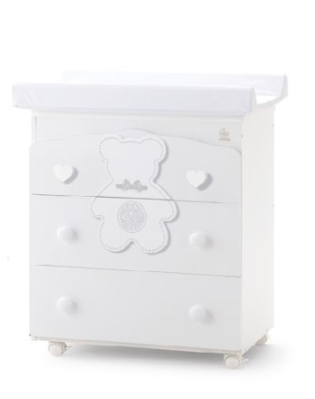 Детски скрин Italbaby Fiocco Classic колекция Boutique с три чекмеджета с матрак и корито