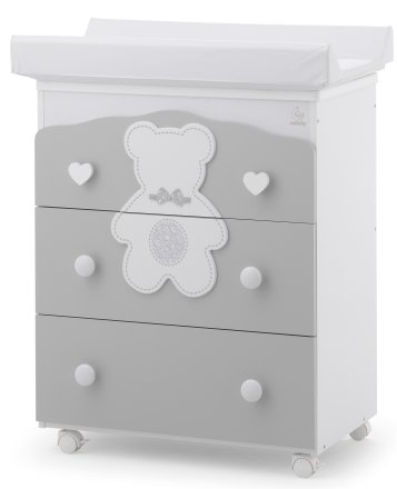 Детски скрин Italbaby Fiocco Classic колекция Boutique три чекмеджета с матрак и корито - Сив