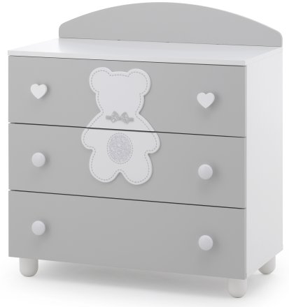 Детски скрин Italbaby Fiocco Classic, колекция Boutique, три чекмеджета, масив бук - Сив
