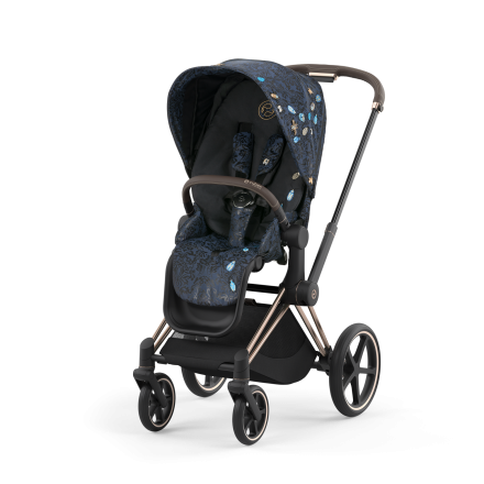 Carucior 3 in 1 pentru copii Cybex Priam 4.0 Jewels of Nature, cu landou, scoica auto Cloud T si cadru Rosegold