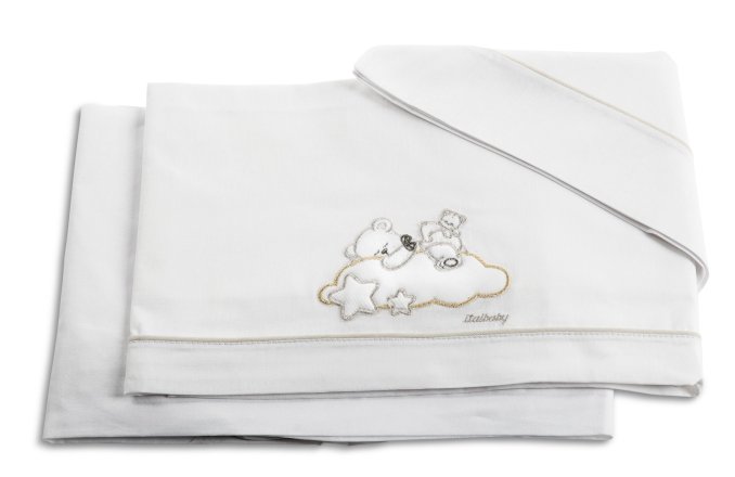 Спален комплект Italbaby Sogni D'oro, колекция Boutique, три части, памук, мек, гълъбово сиво