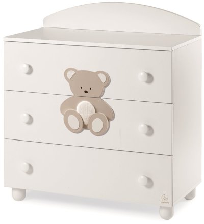 Детски скрин Italbaby Plush, колекция Boutique, три чекмеджета, масив бук - Tortora