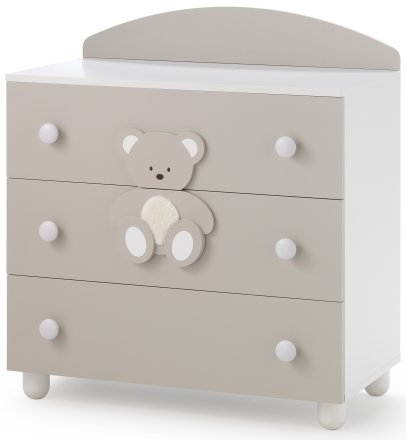Детски скрин Italbaby Plush, колекция Boutique, три чекмеджета, масив бук - Choco