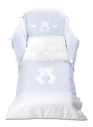 Макси спален комплект Italbaby Plush, колекция Boutique, пет части, изработен от памук - Azzurro