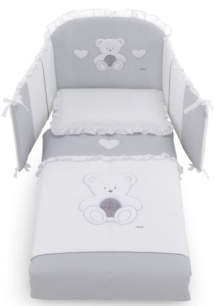 Макси спален комплект Italbaby Plush, колекция Boutique, пет части, изработен от памук - Сив