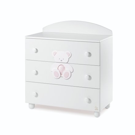 Детски скрин Italbaby Plush, колекция Boutique, три чекмеджета, масив бук - Rosa
