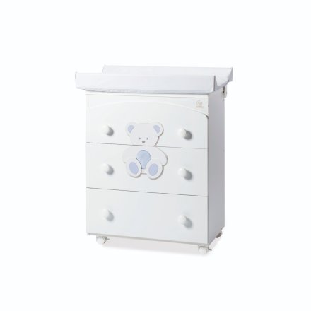 Детски скрин Italbaby Plush, колекция Boutique, три чекмеджета, с матрак и корито - Azzurro