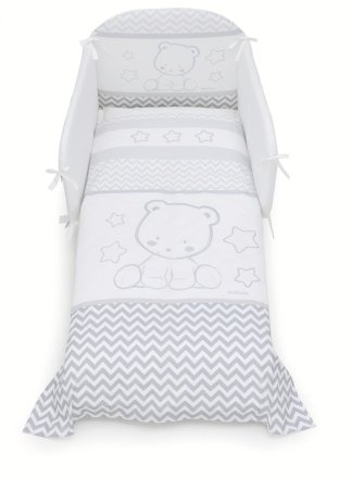 Бутиков спален комплект Pony Italbaby Popstar Collection, четири части, изработен от памук - Сив