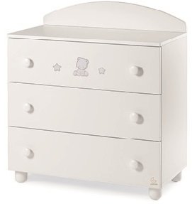 Детски скрин Italbaby Popstar Trendy Collection, три чекмеджета, изработен от букова дървесина - Grey / Bianco