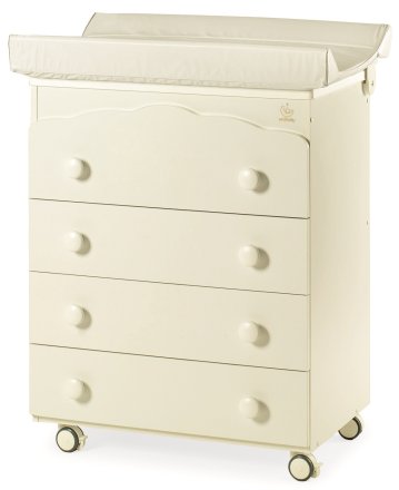 Скрин Italbaby Flash, Колекция Trendy за деца, три чекмеджета, с матрак и корито - Avorio