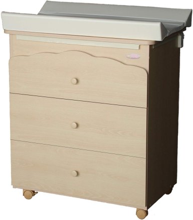 Скрин Italbaby Flash, Колекция Trendy за деца, три чекмеджета, с матрак и корито - Natural