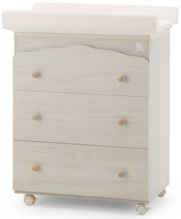 Скрин Italbaby Flash, Trendy Collection за деца, три чекмеджета, с матрак и корито - Sbiancato