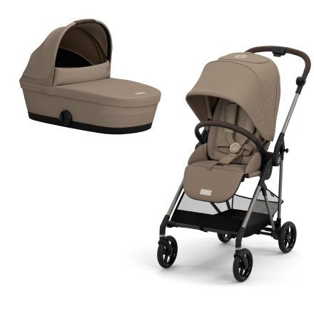 Детска количка Cybex Melio 2 в 1, ново издание, ултра лека, с кош - Seashell Beige