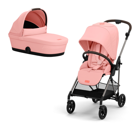 Детска количка Cybex Melio 2 в 1, ново издание, ултра лека, с кош - Hibiscus Red