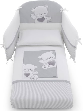 Макси спален комплект Italbaby Baby Jolie, Trendy Collection, пет части, изработен от памук - Сив