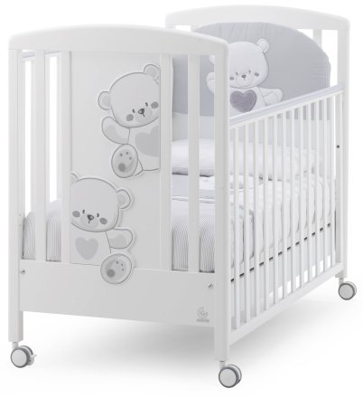 Patut Italbaby Baby Jolie, Colectia Trendy pentru copii din lemn de fag - Bianco-Grey