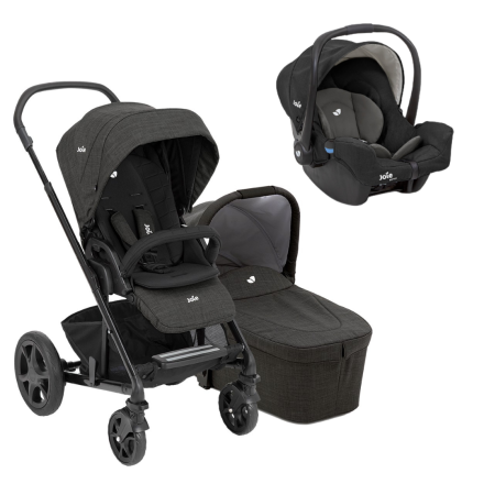 Carucior 3 in 1 pentru copii Joie Chrome DLX, multifunctional, cu landou si scoica Gemm - Pavement