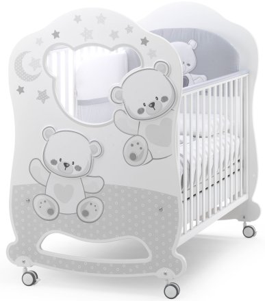 Patut Italbaby Oblo Jolie, Colectia Trendy pentru copii din lemn de fag, Bianco-Grey